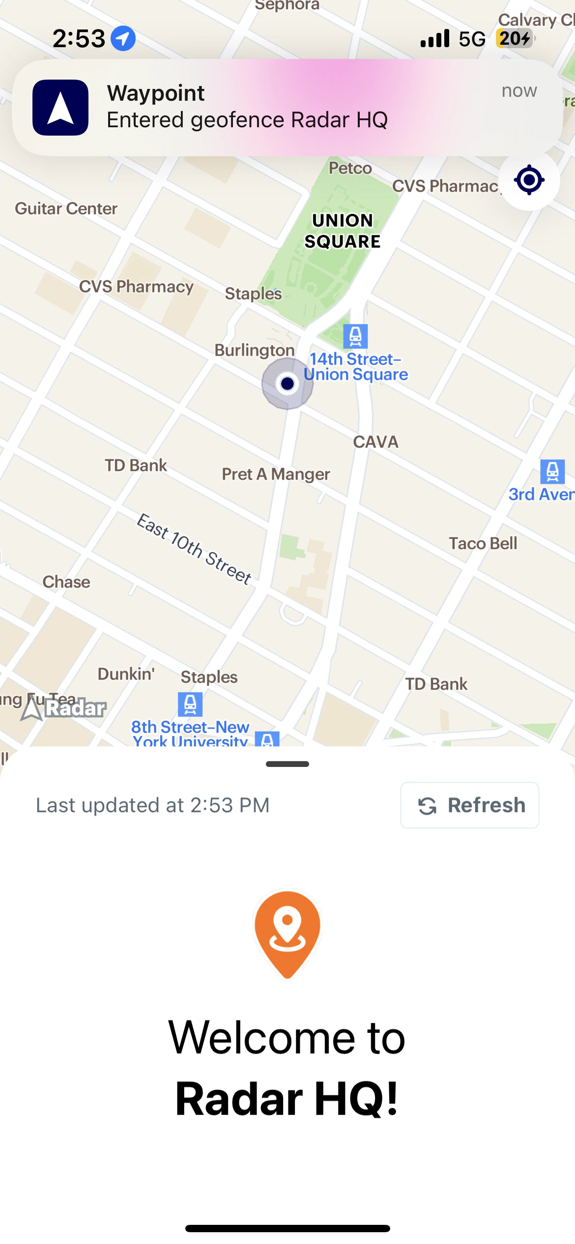 waypointOnPremModeInGeofence