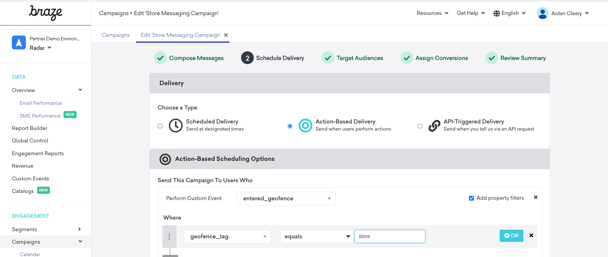 Braze Radar Entered Geofence Pn