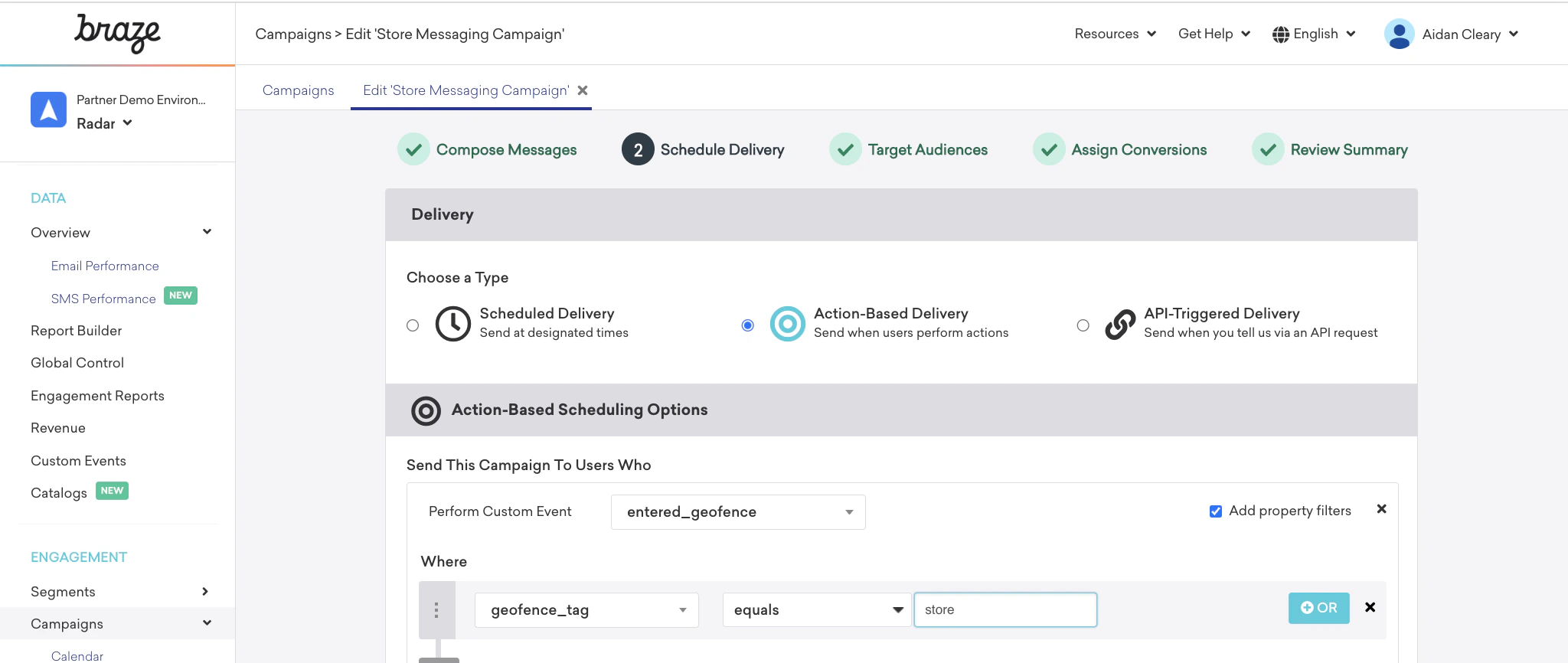 Braze Radar Entered Geofence Pn