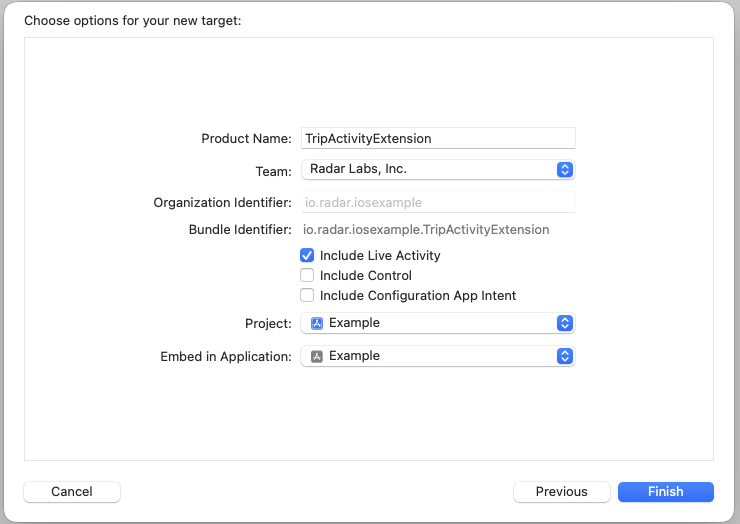 Live Activity Step 1 finish