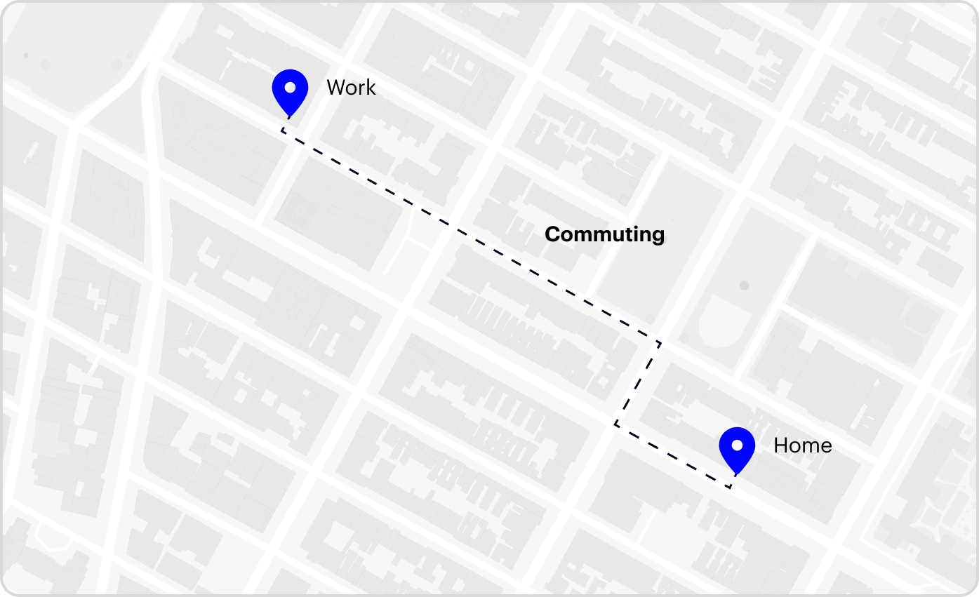 Map illustrating commuting insights