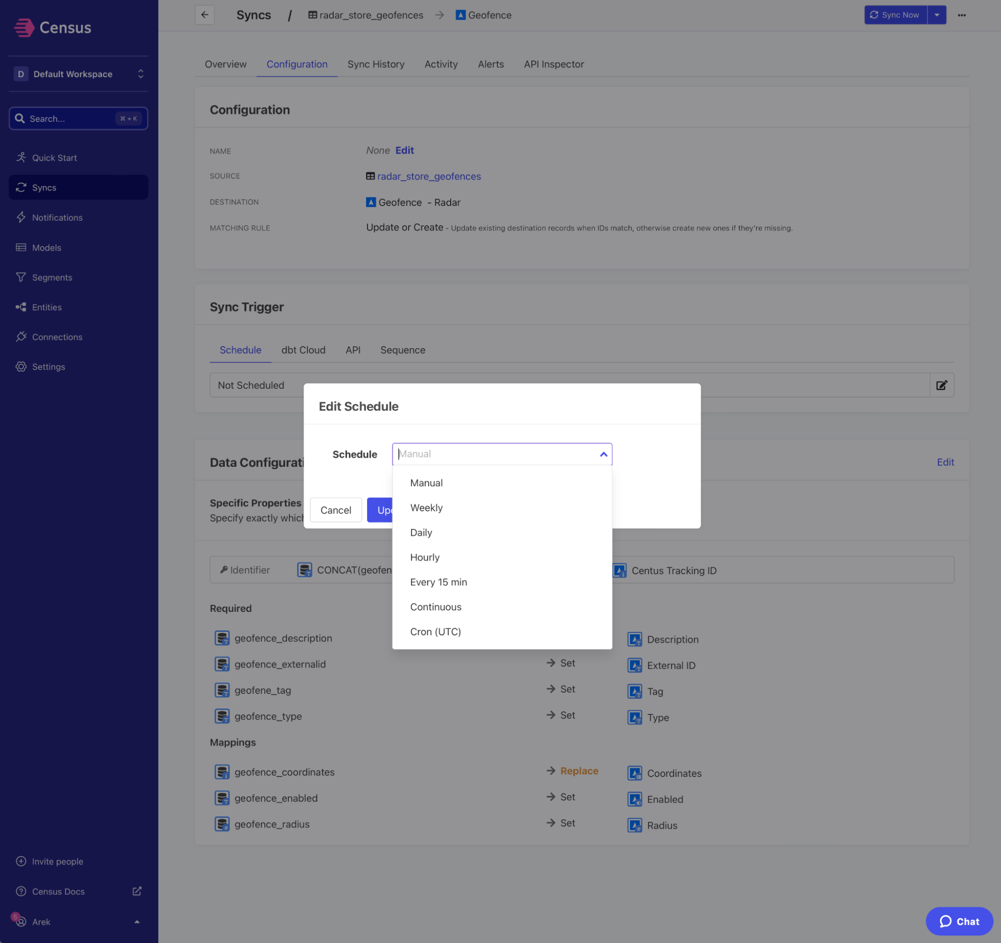 Schedule a sync
