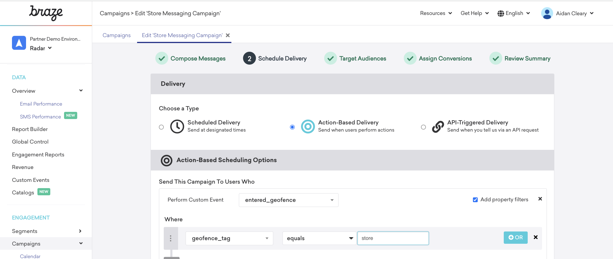 Braze Radar Entered Geofence Pn