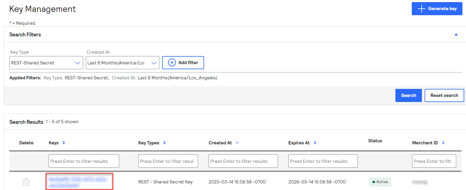 Cybersource Generate Key