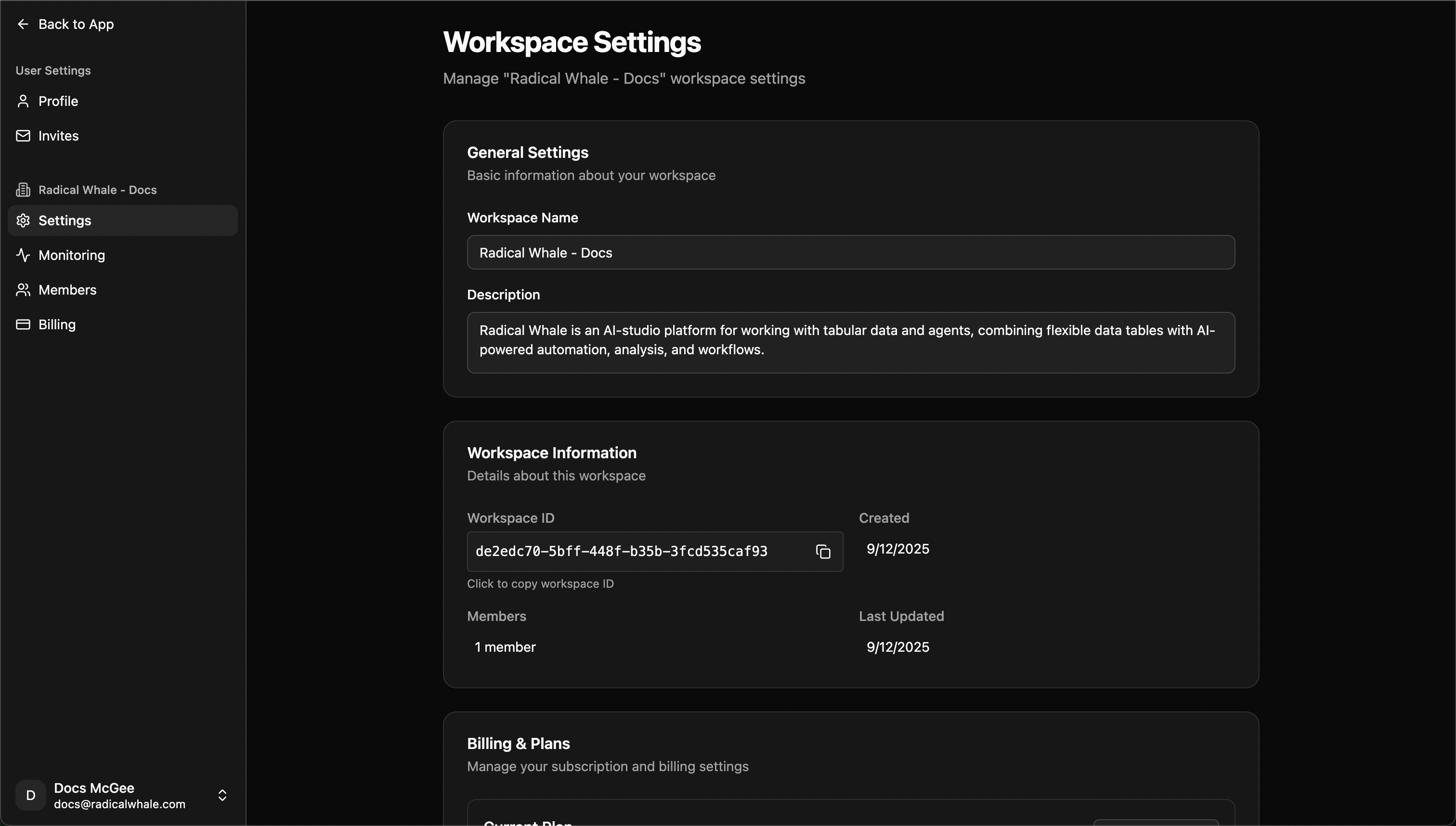 Workspaces overview showing team collaboration interface