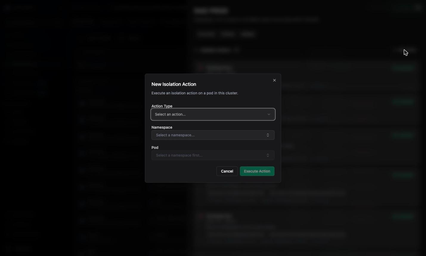 New Isolation Action dialog