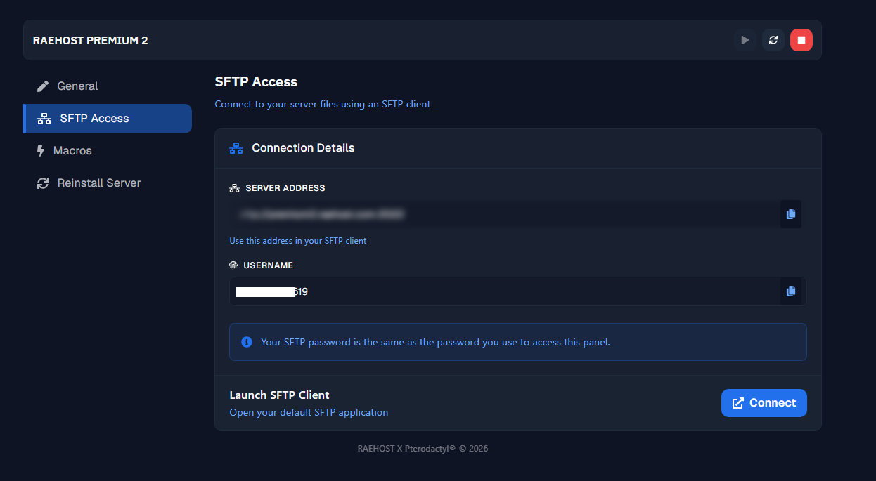 Klik SFTP Access