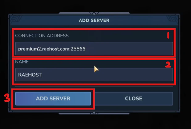 Add Server Modal Add Server Modal