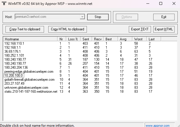 WinMTR