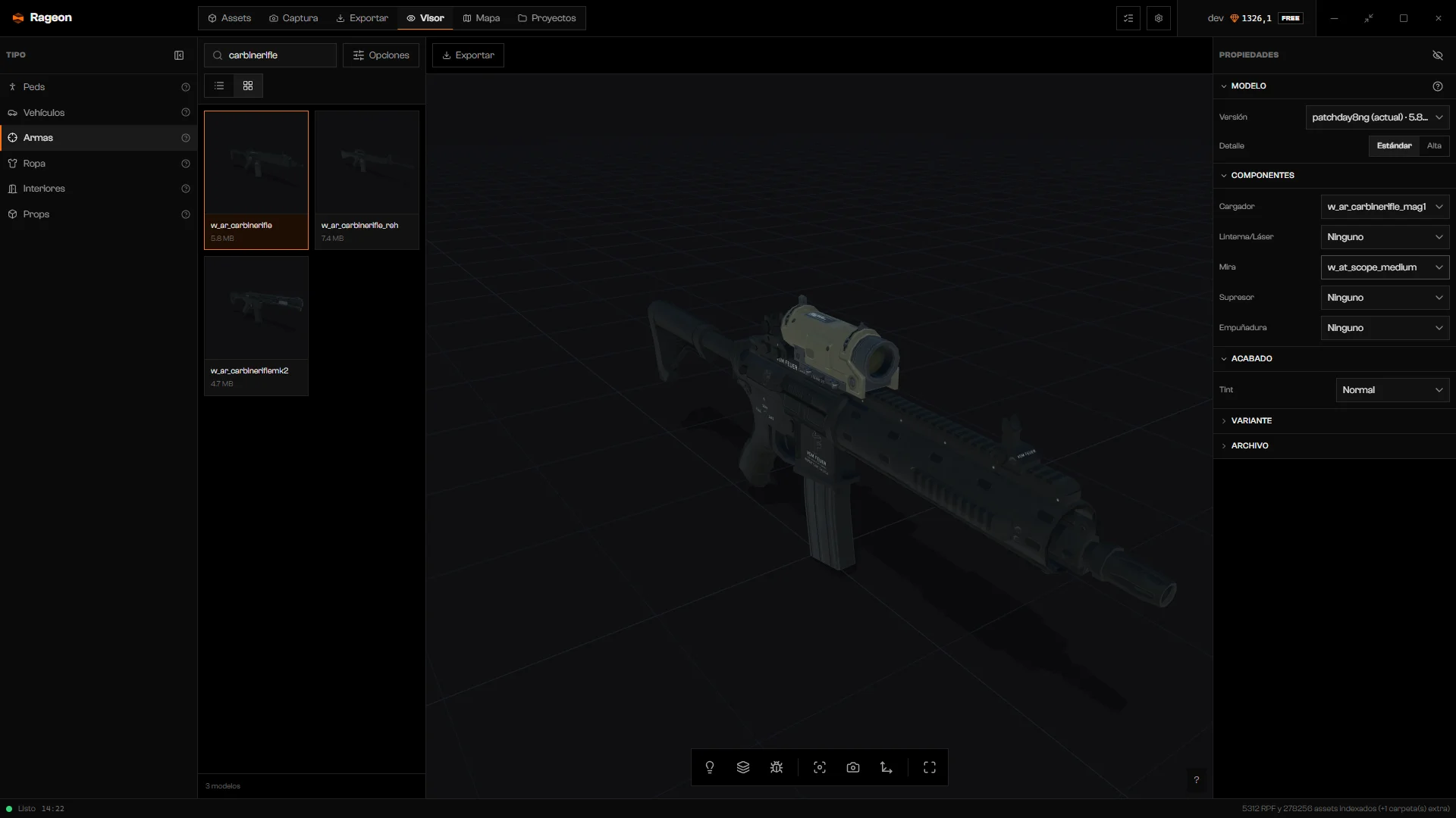 Fusil carabina con una mira mediana acoplada