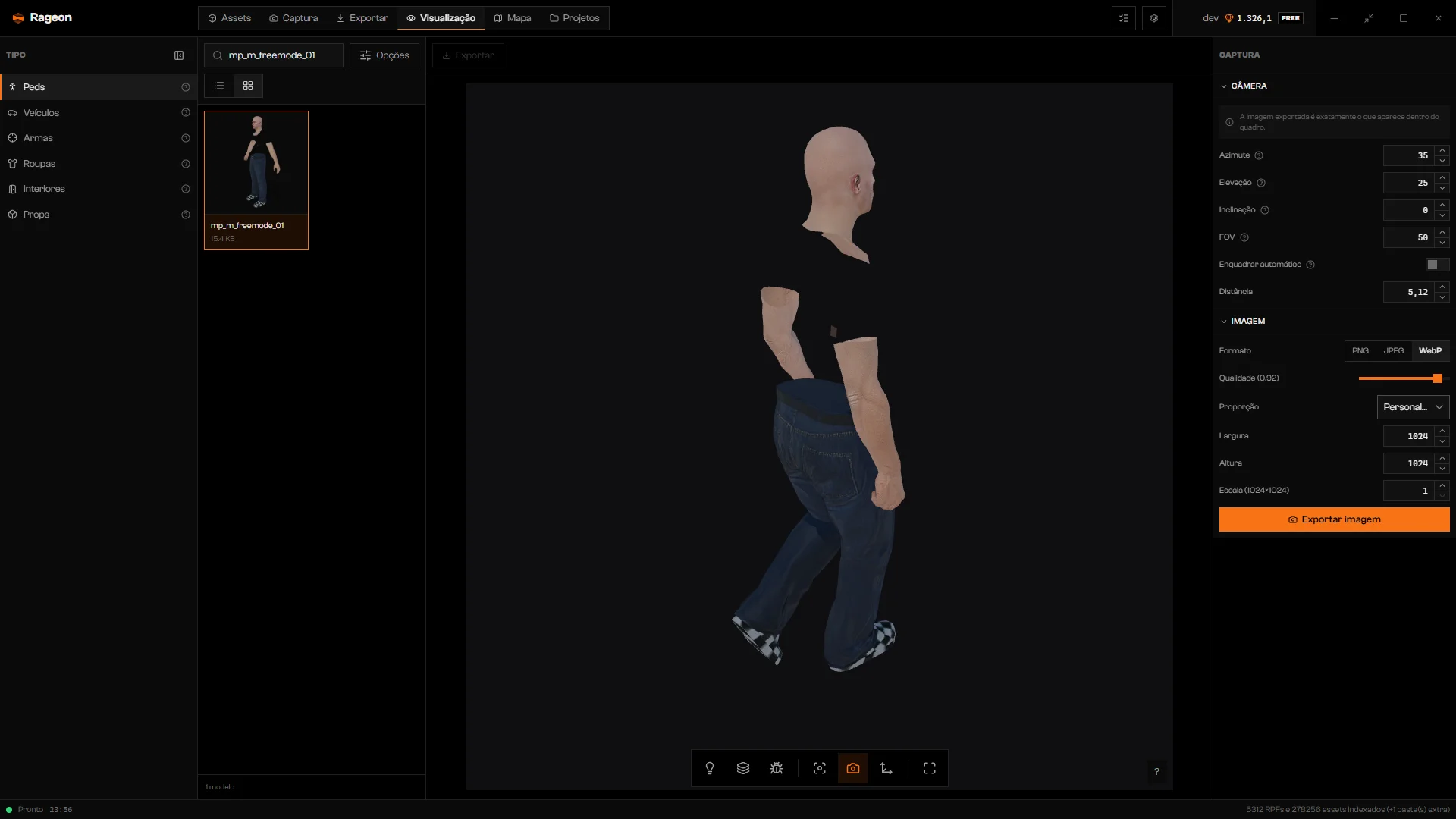 Painel de captura com WebP, o controle de qualidade e a proporção Personalizada com Largura e Altura