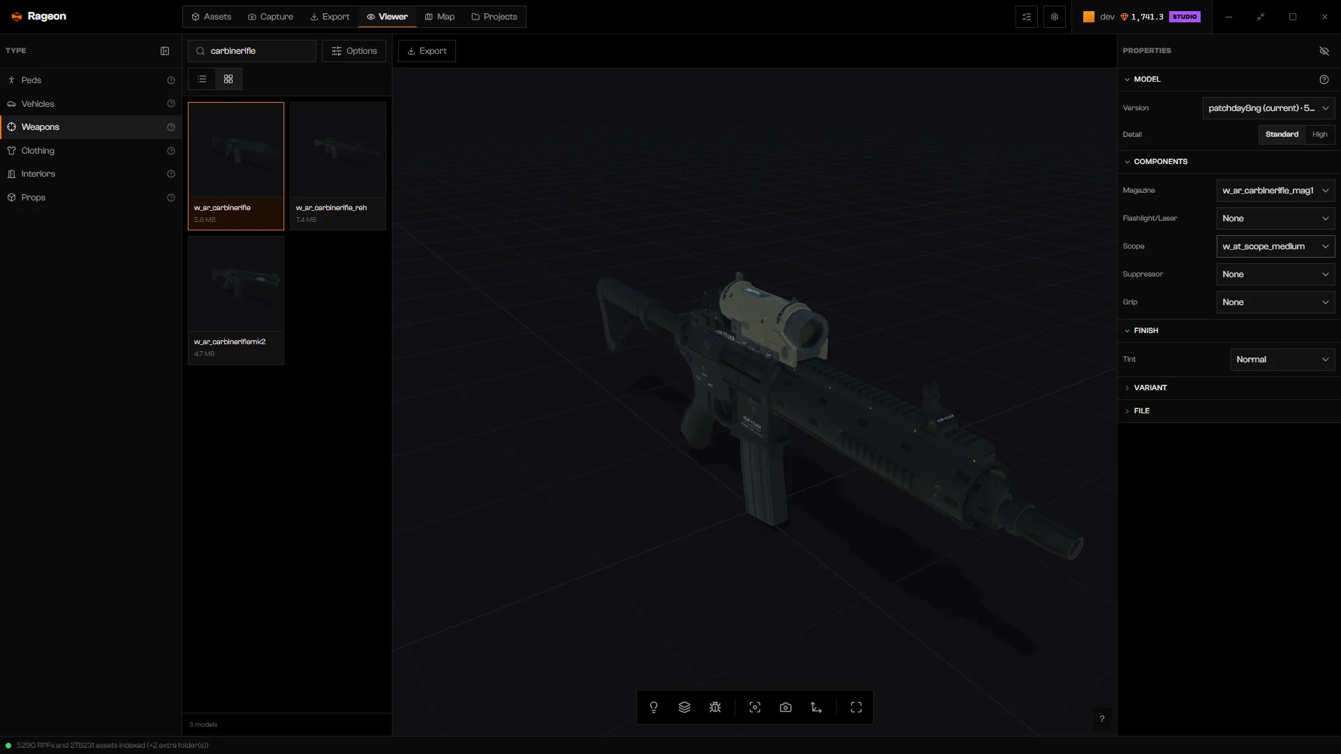 Carbine rifle with a medium scope attached