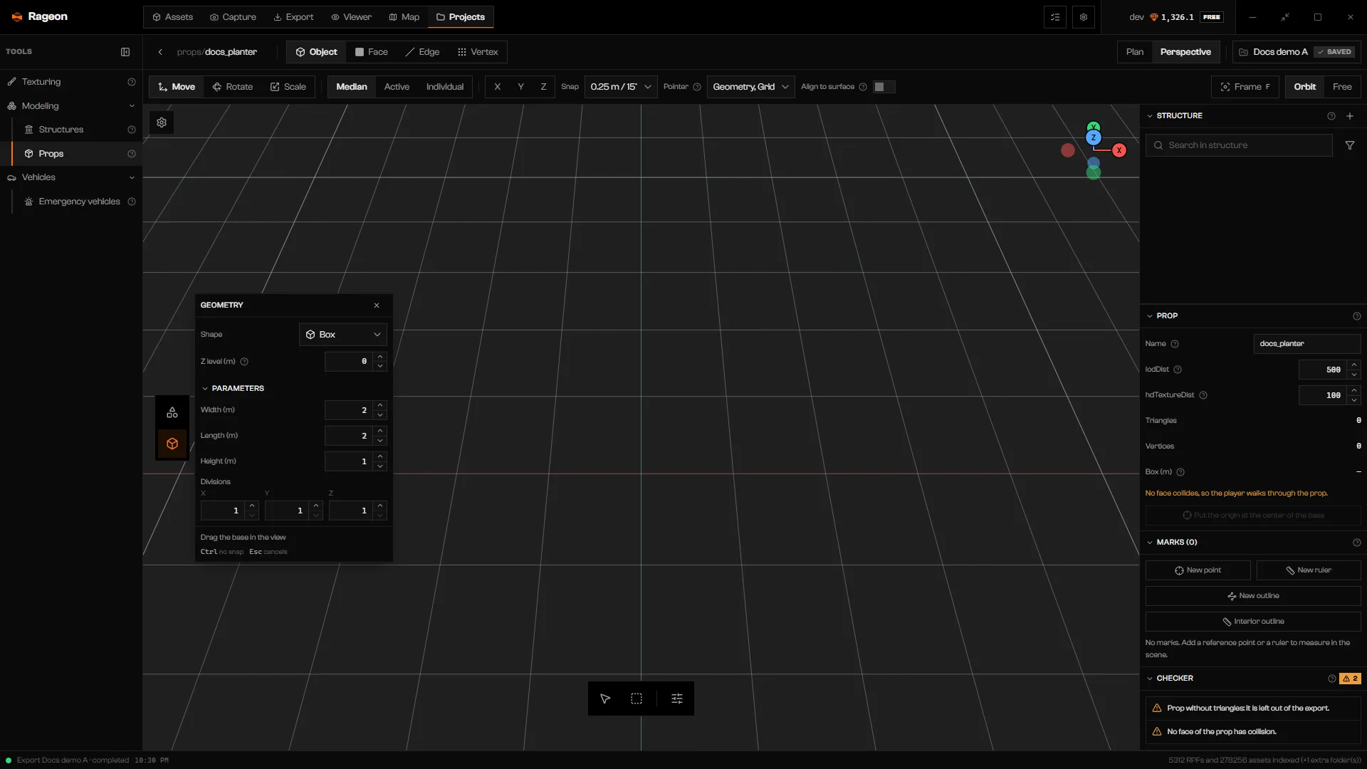 Geometry node with Shape set to Box and its size fields