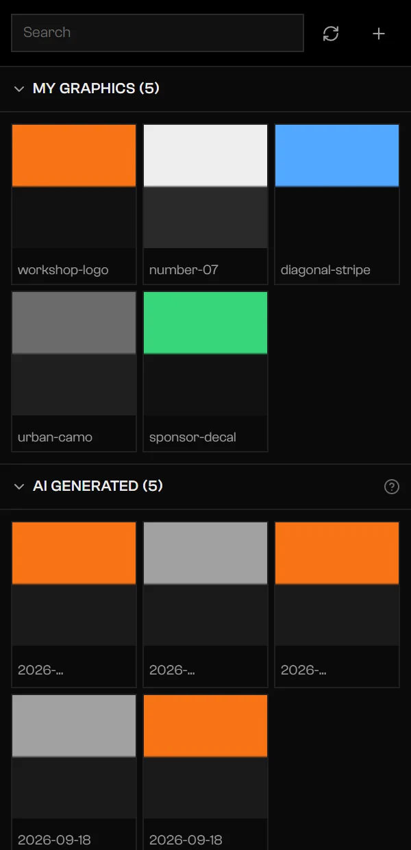 Library tab with My graphics and AI generated thumbnails