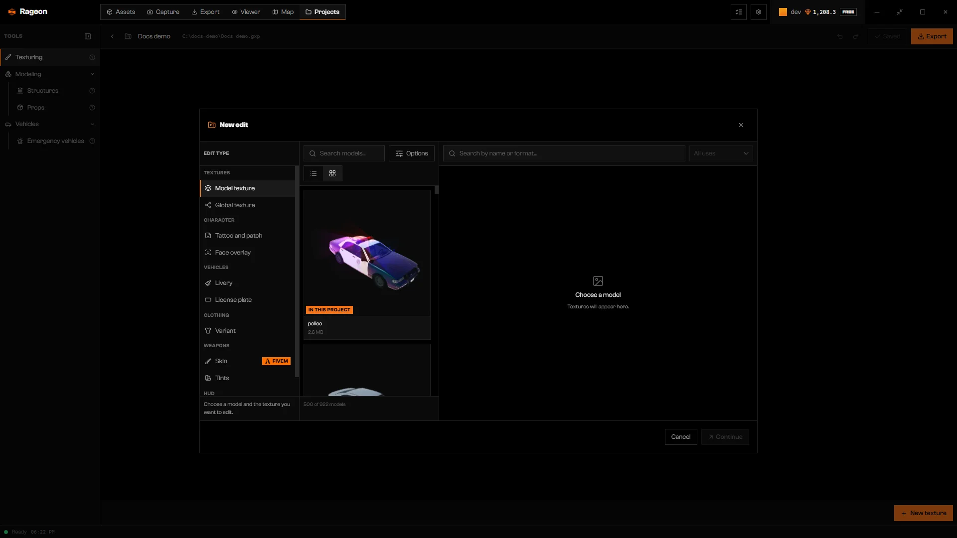 New edit dialog with the Edit type rail