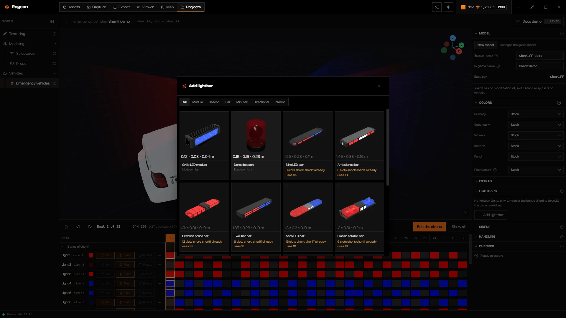 Add lightbar catalog with cards for each lightbar and one in 3D preview