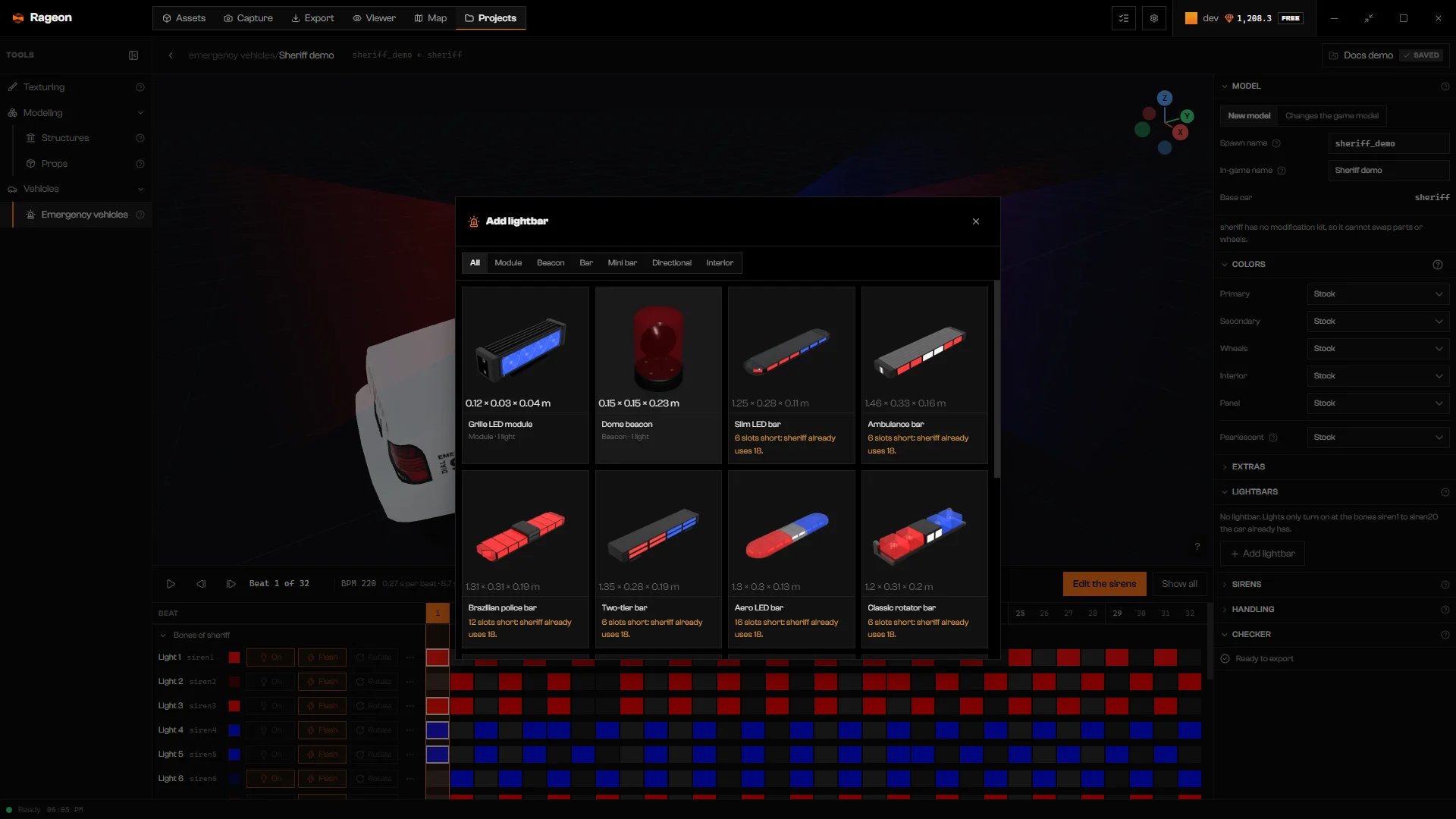 Add lightbar catalog with cards for each lightbar and one in 3D preview