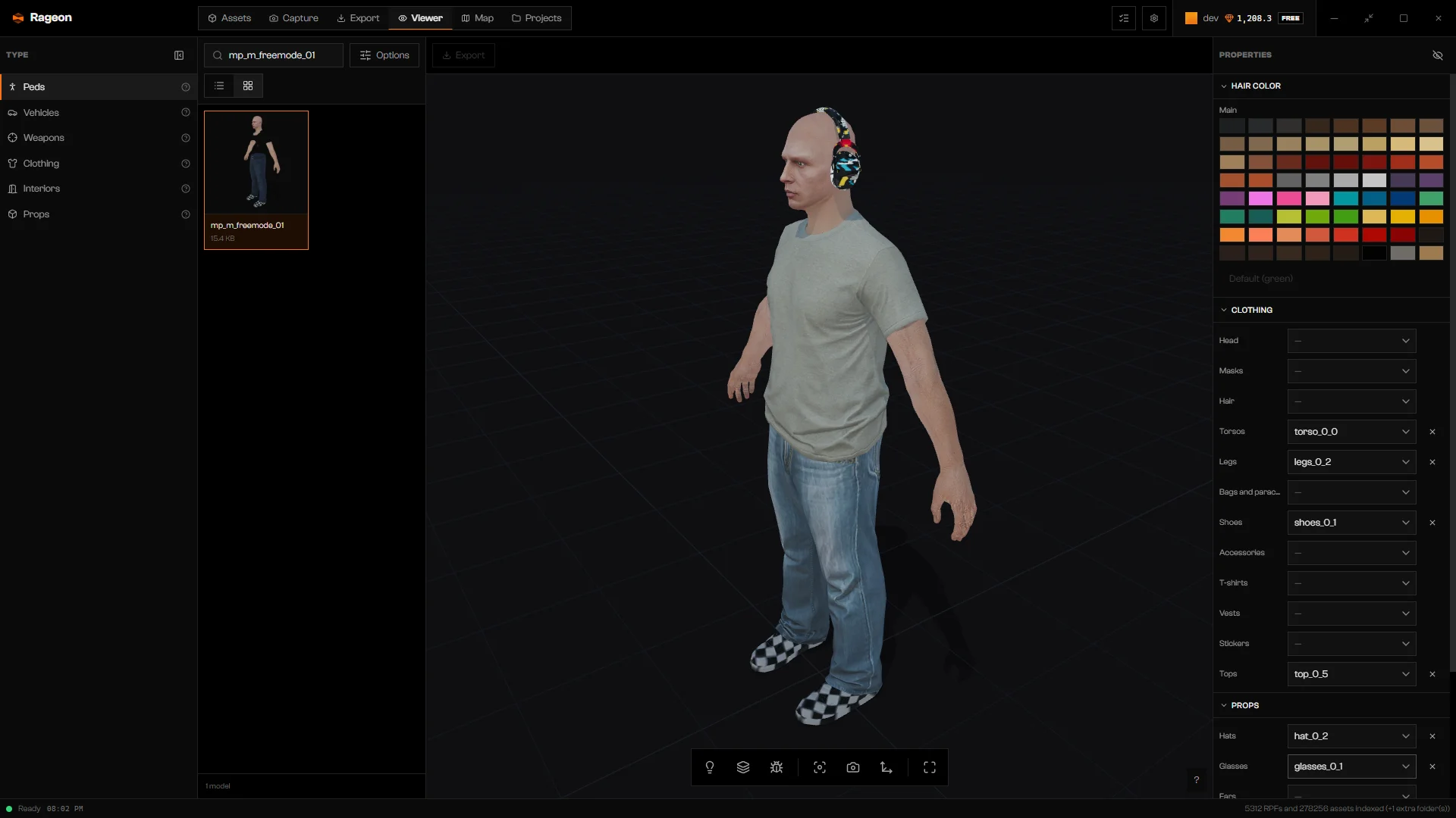 The same outfit with a hat and glasses added