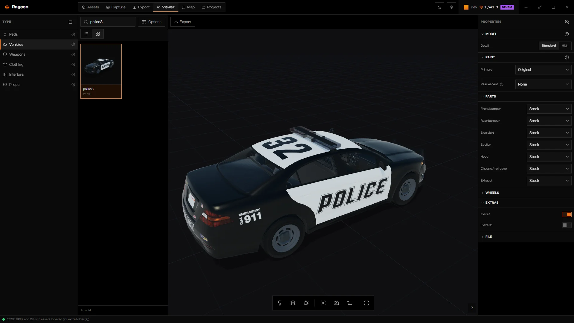Extras section of police3 with Extra 12 switched off