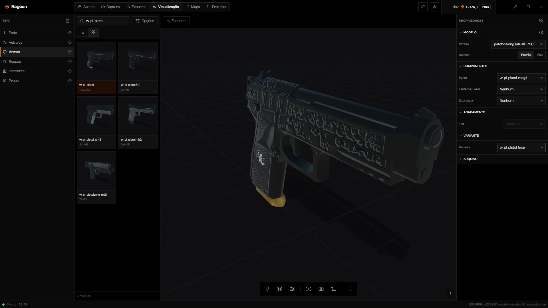 w_pi_pistol com a variante Luxe aplicada