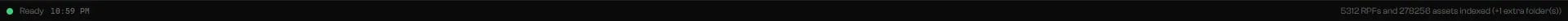 Status bar with a green dot, Ready, and a count of RPFs and assets indexed