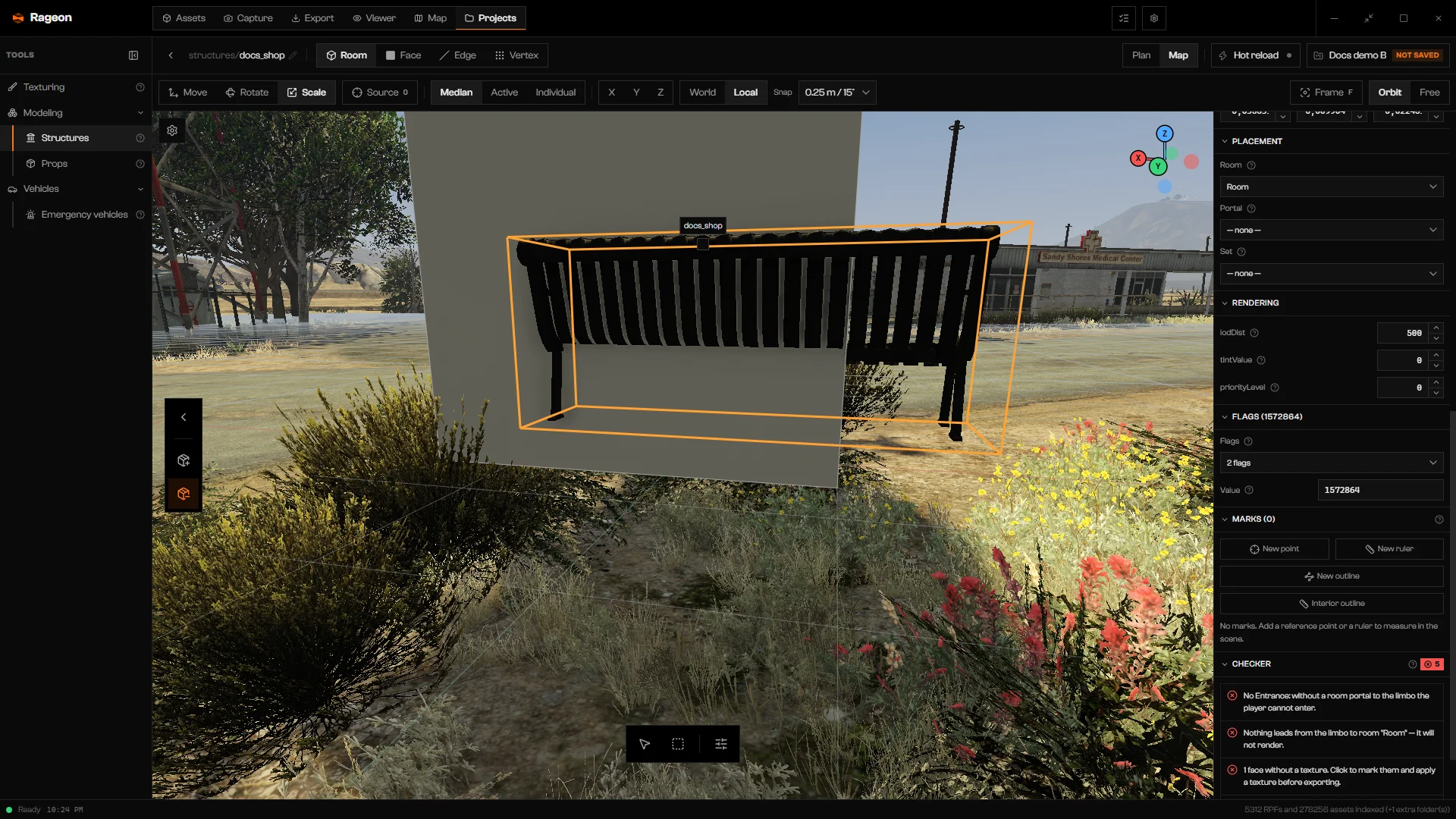 Prop dock with the Remove prop button active