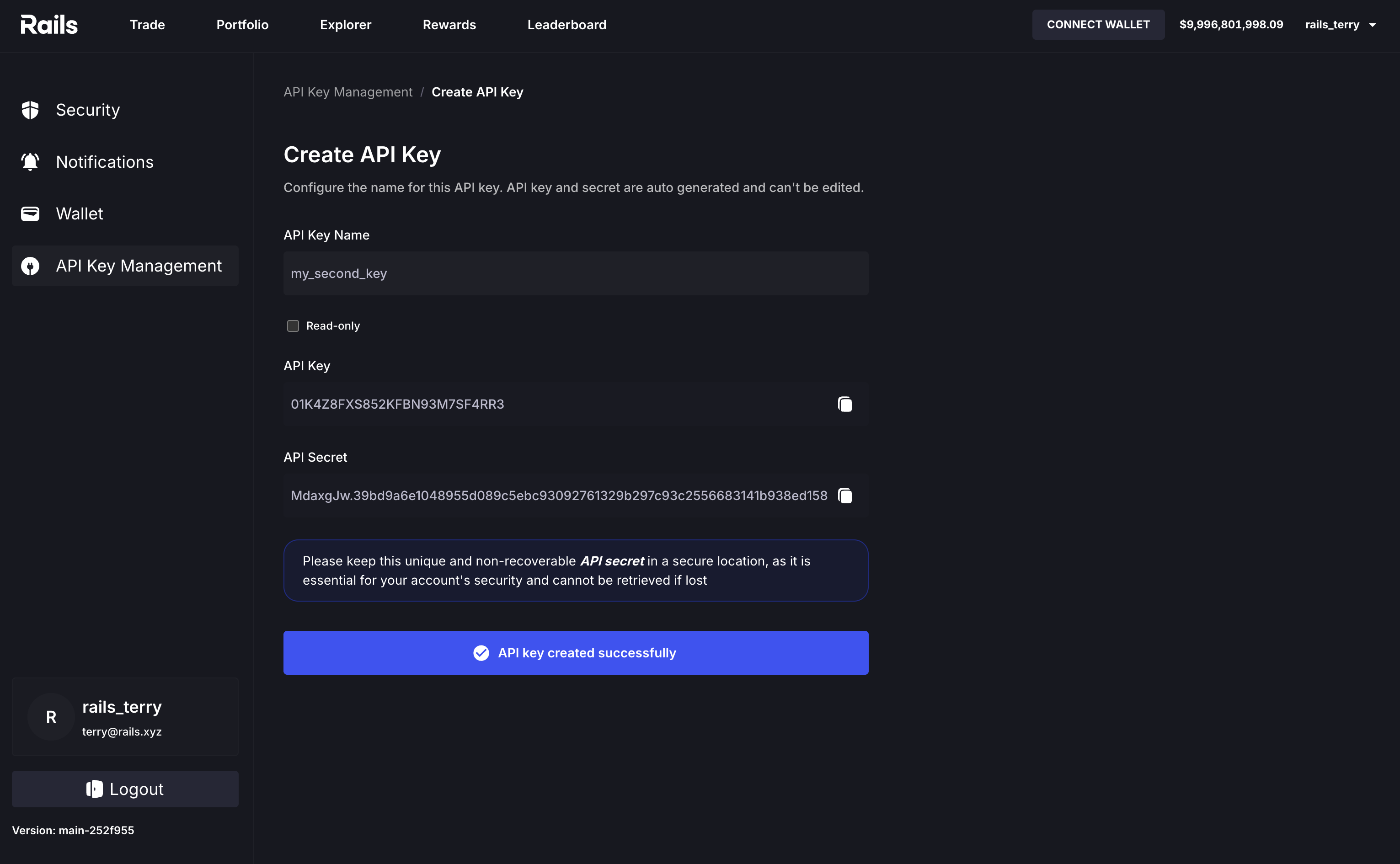 API key setup: step 3