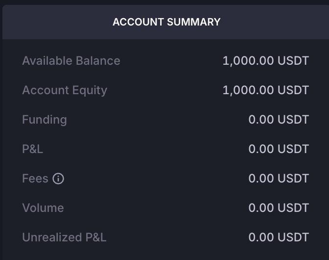 Account Summary showing deposited funds