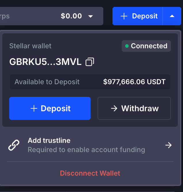 Deposit dropdown view