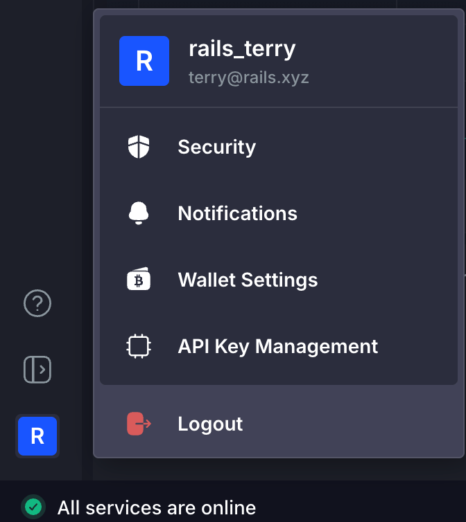 Profile menu showing the API Key Management option