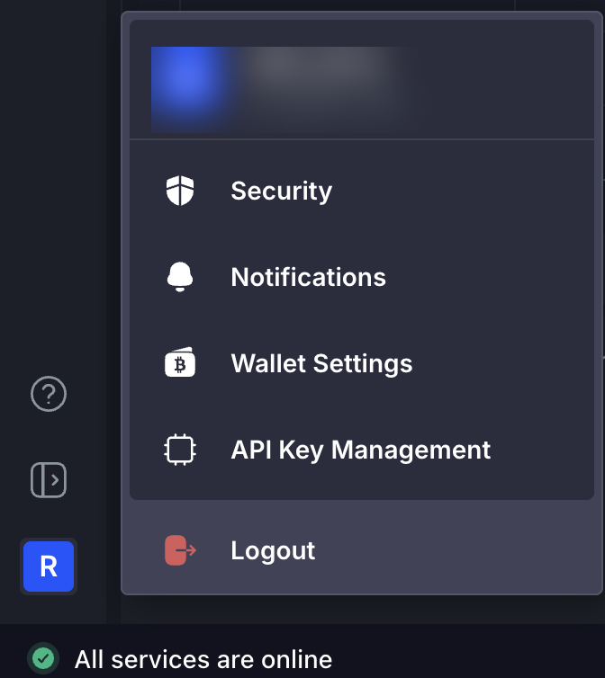 Profile menu showing the API Key Management option