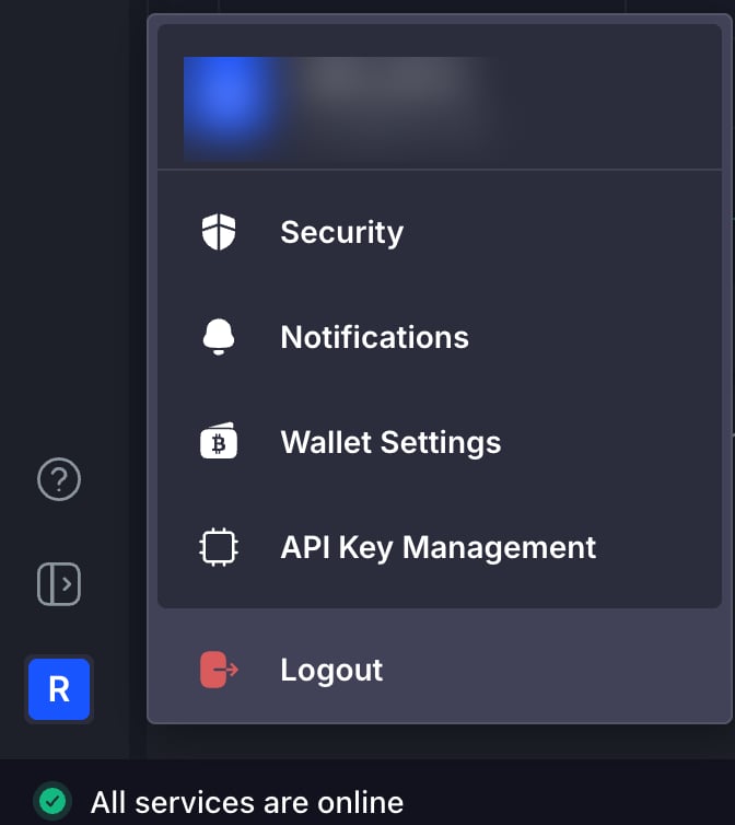 Profile menu showing the API Key Management option