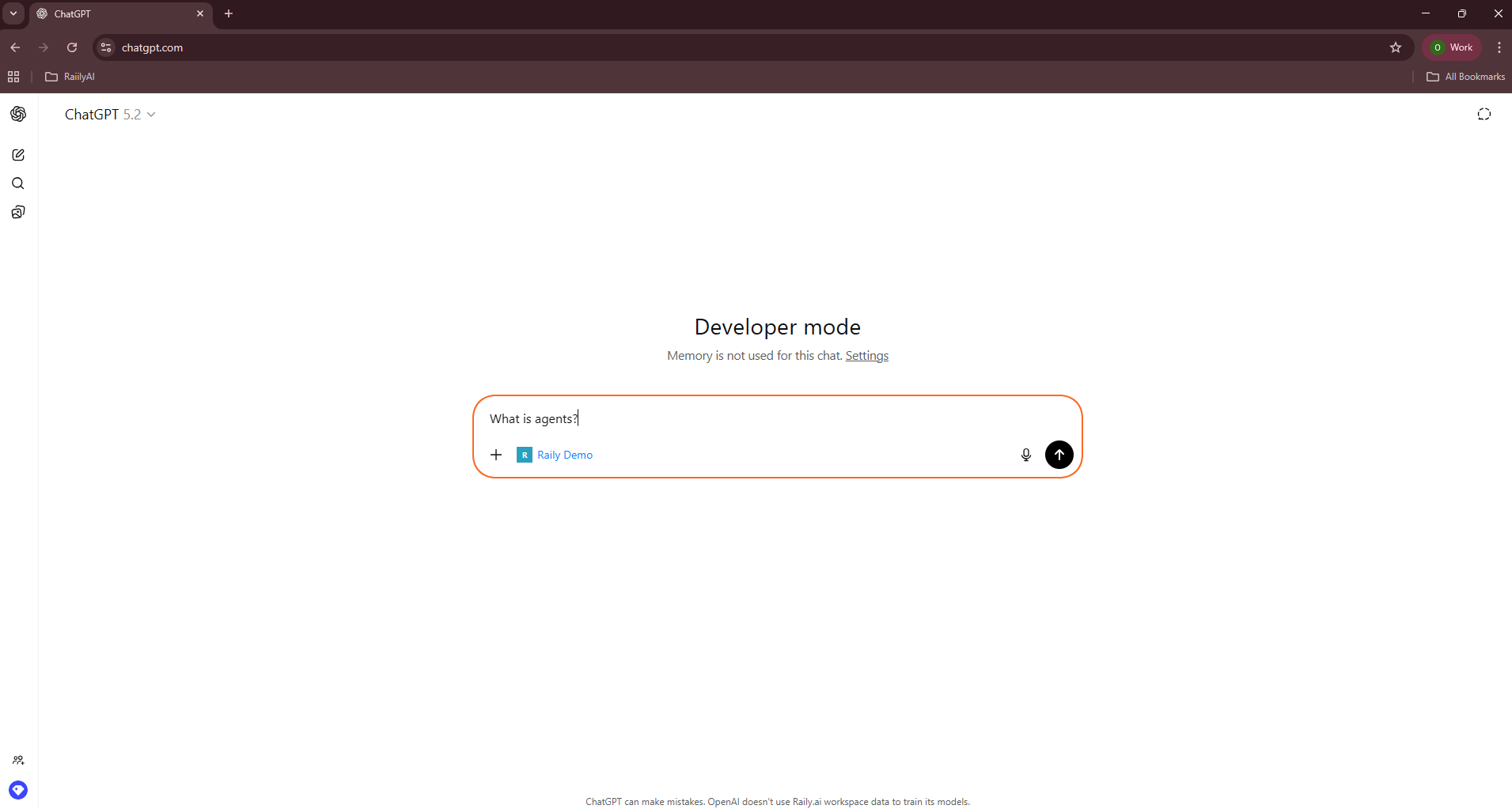 Asking a question with the Raily app attached