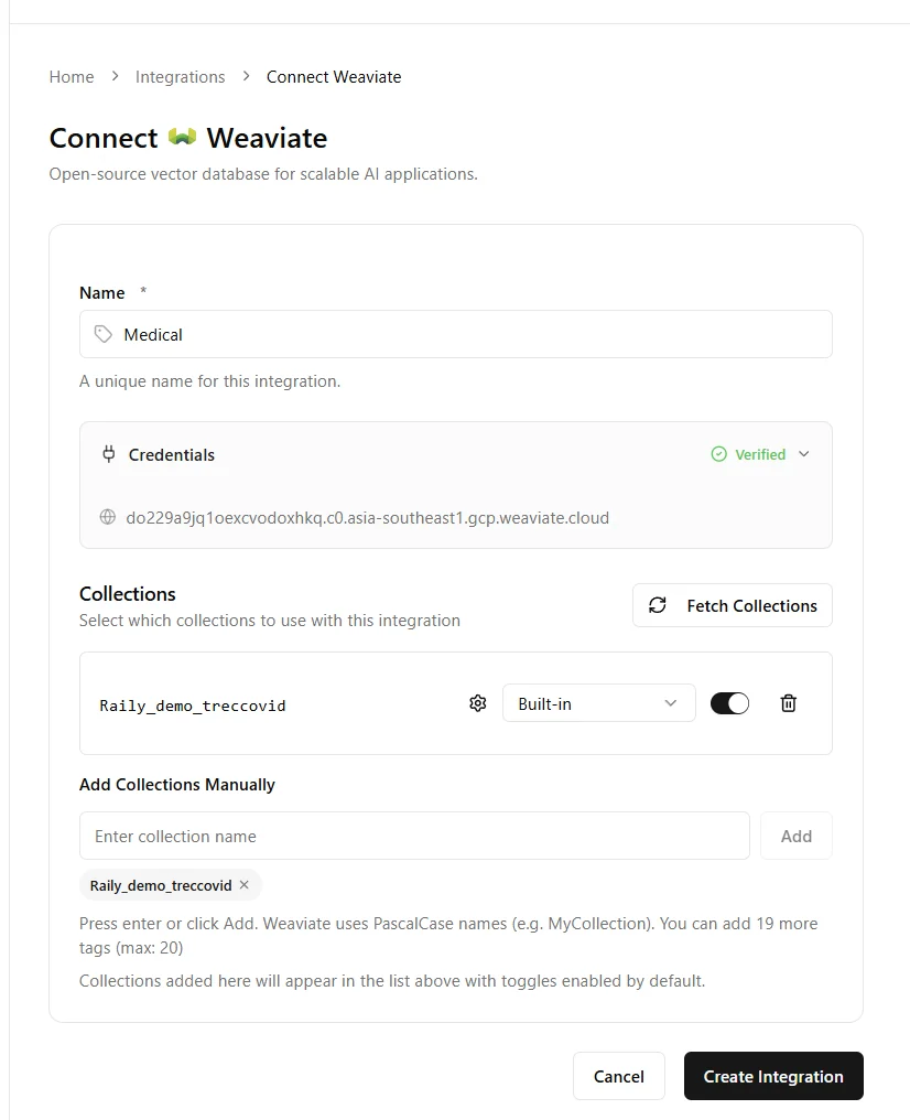 Weaviate connection form