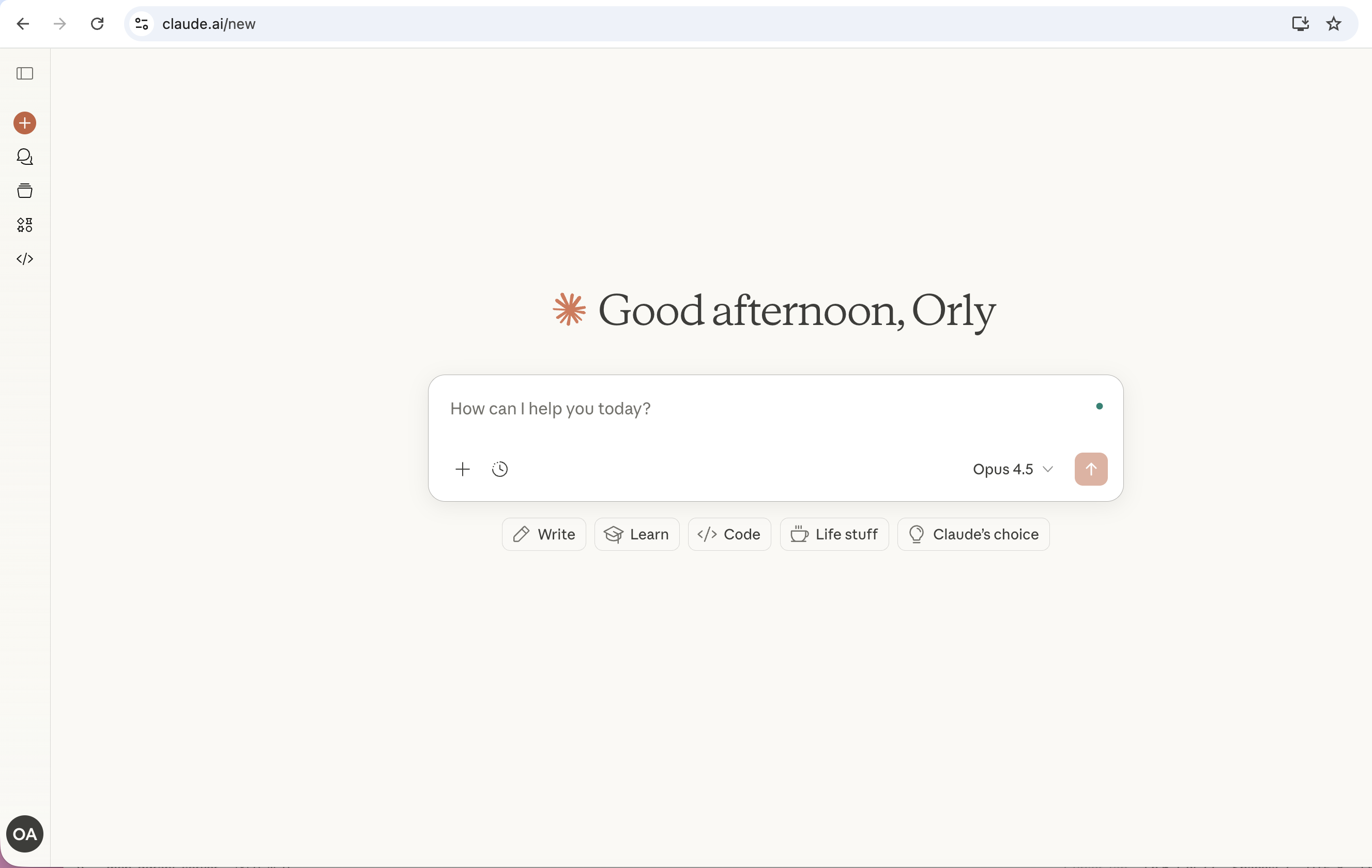 Claude main interface