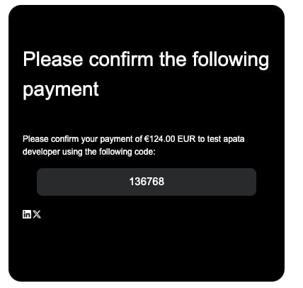 Email asking the cardholder to confirm a payment, showing a verification code