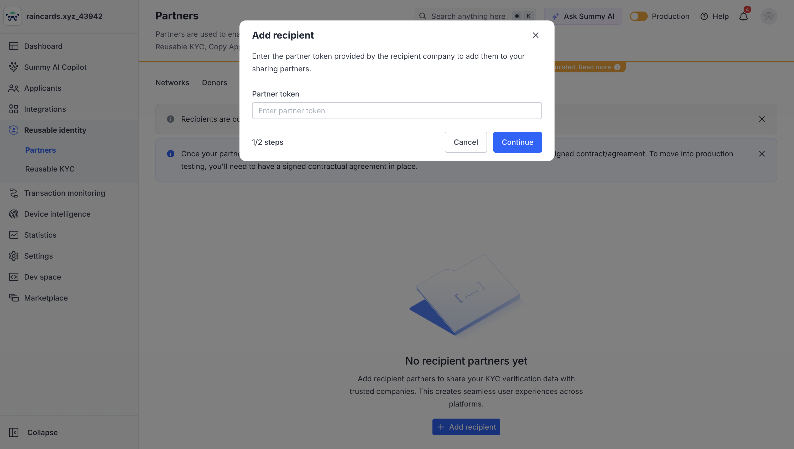 Add recipient dialog
