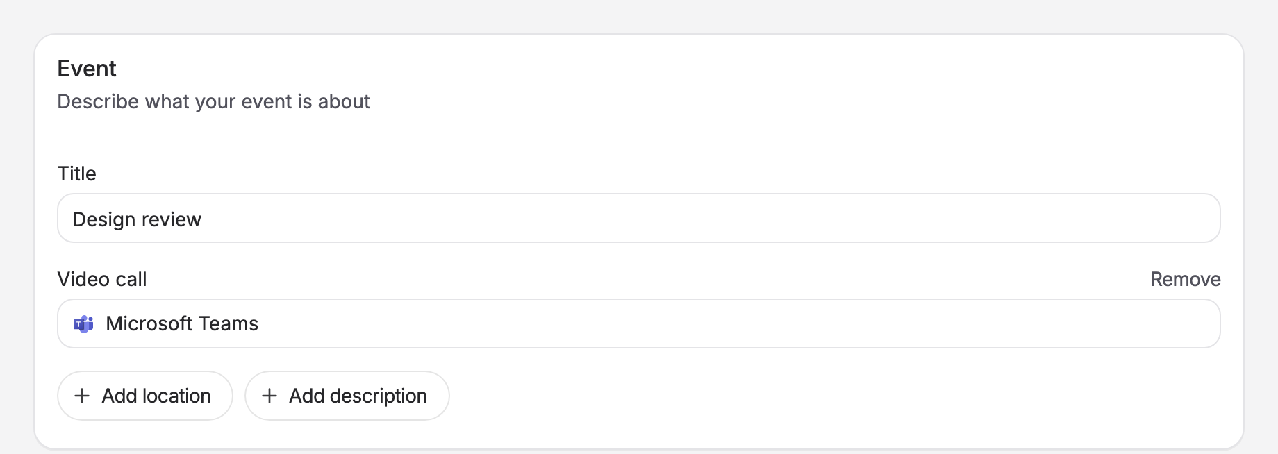 The poll form with Microsoft Teams chosen as the video call