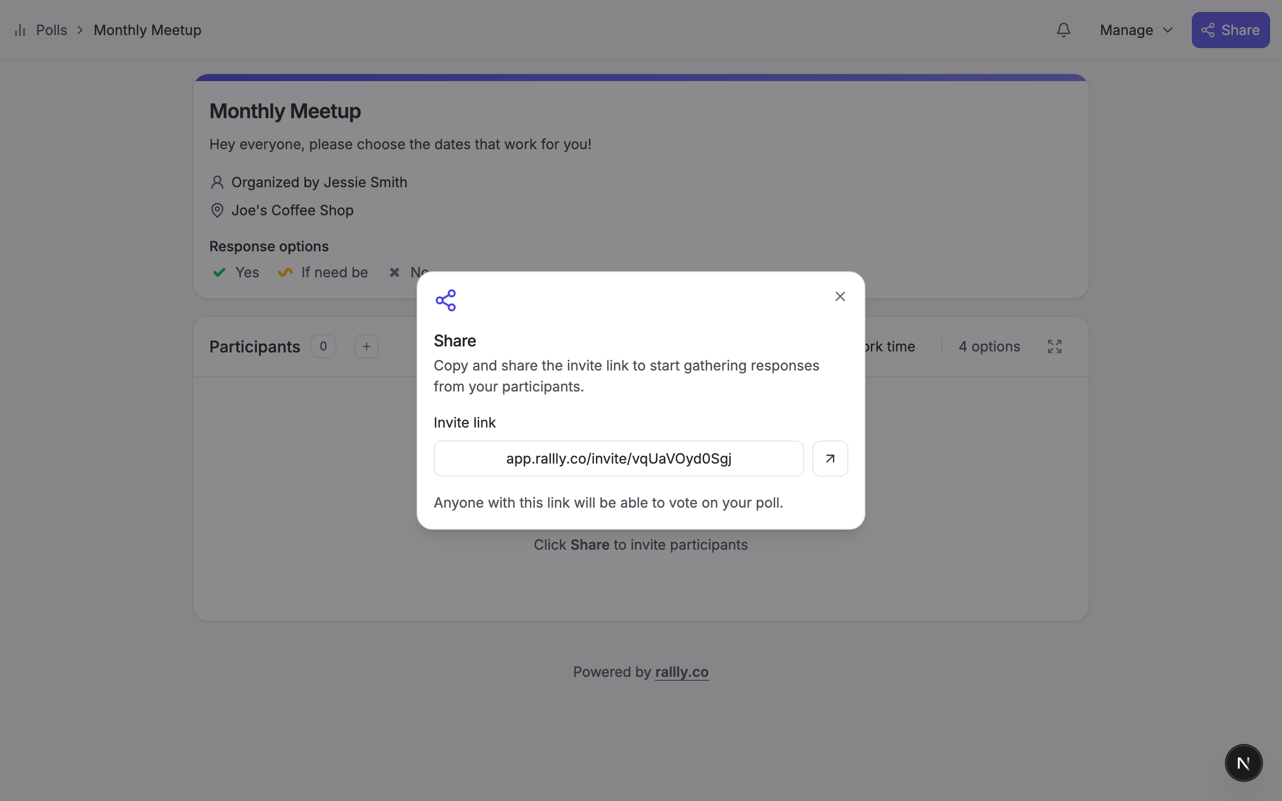 Share dialog