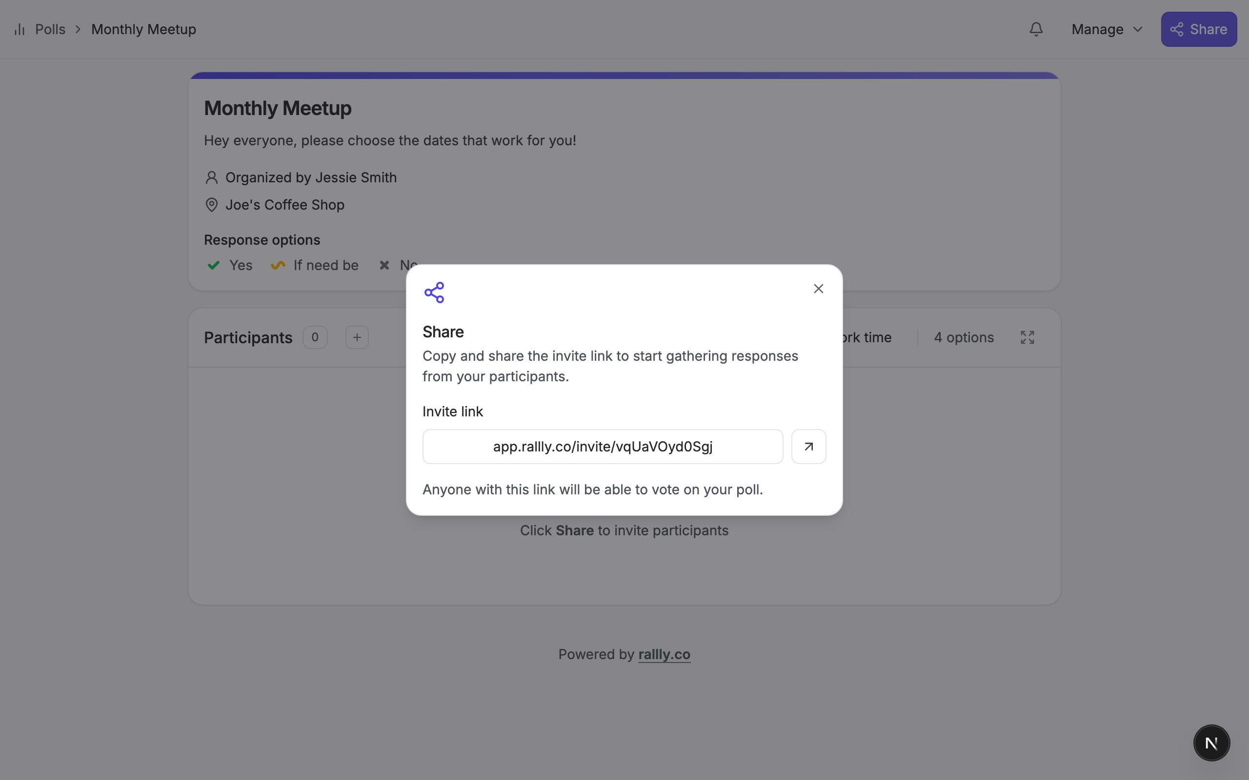 Share dialog