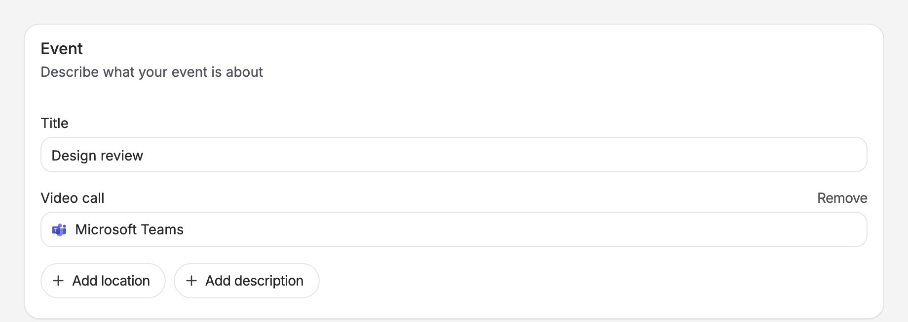 The poll form with Microsoft Teams chosen as the video call