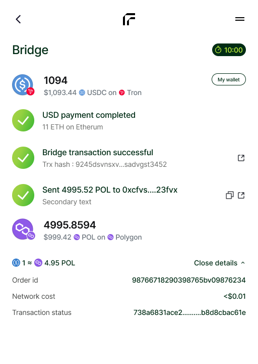 Token delivery to wallet