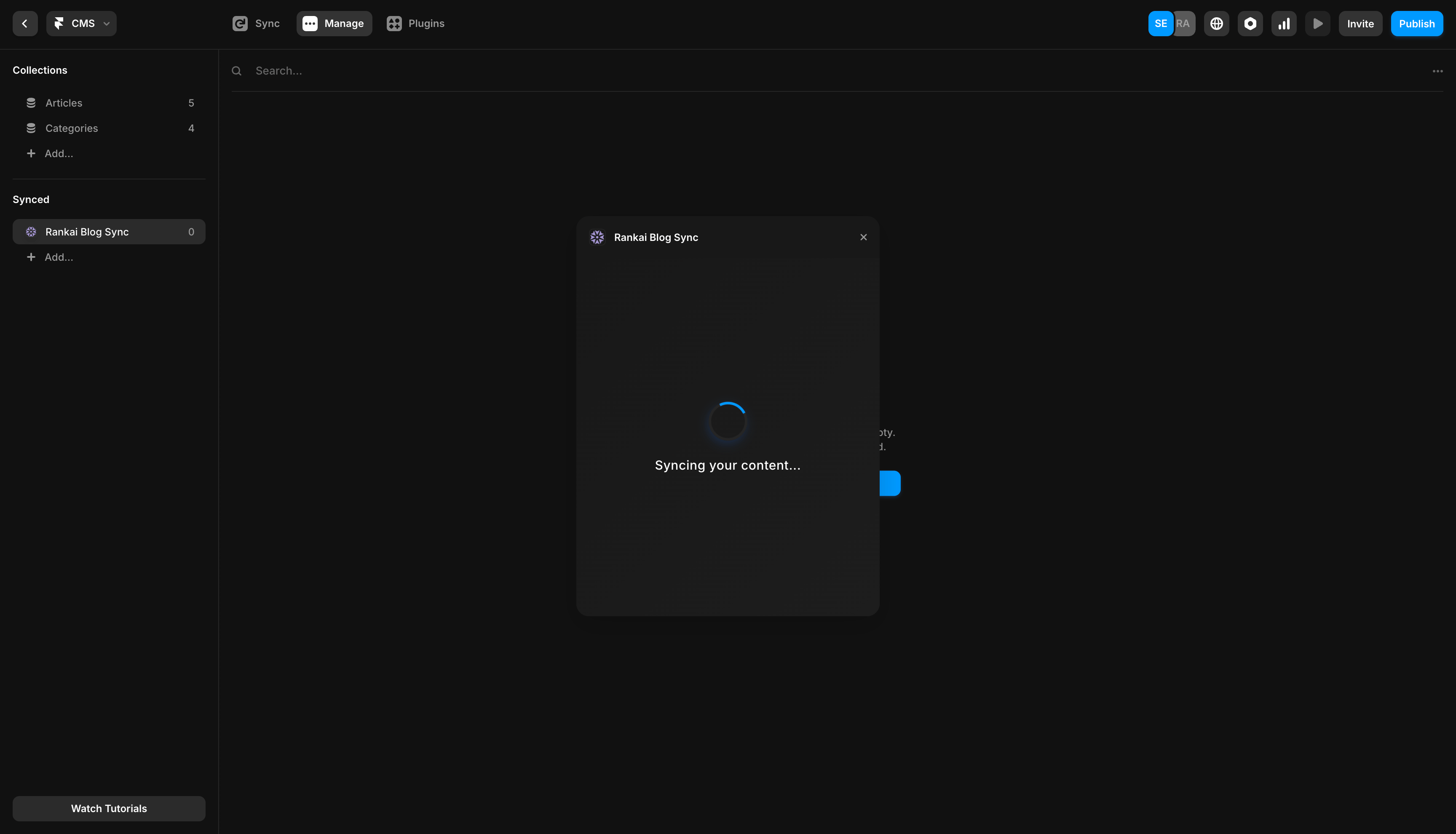 Framer RankAI plugin showing the Sync action