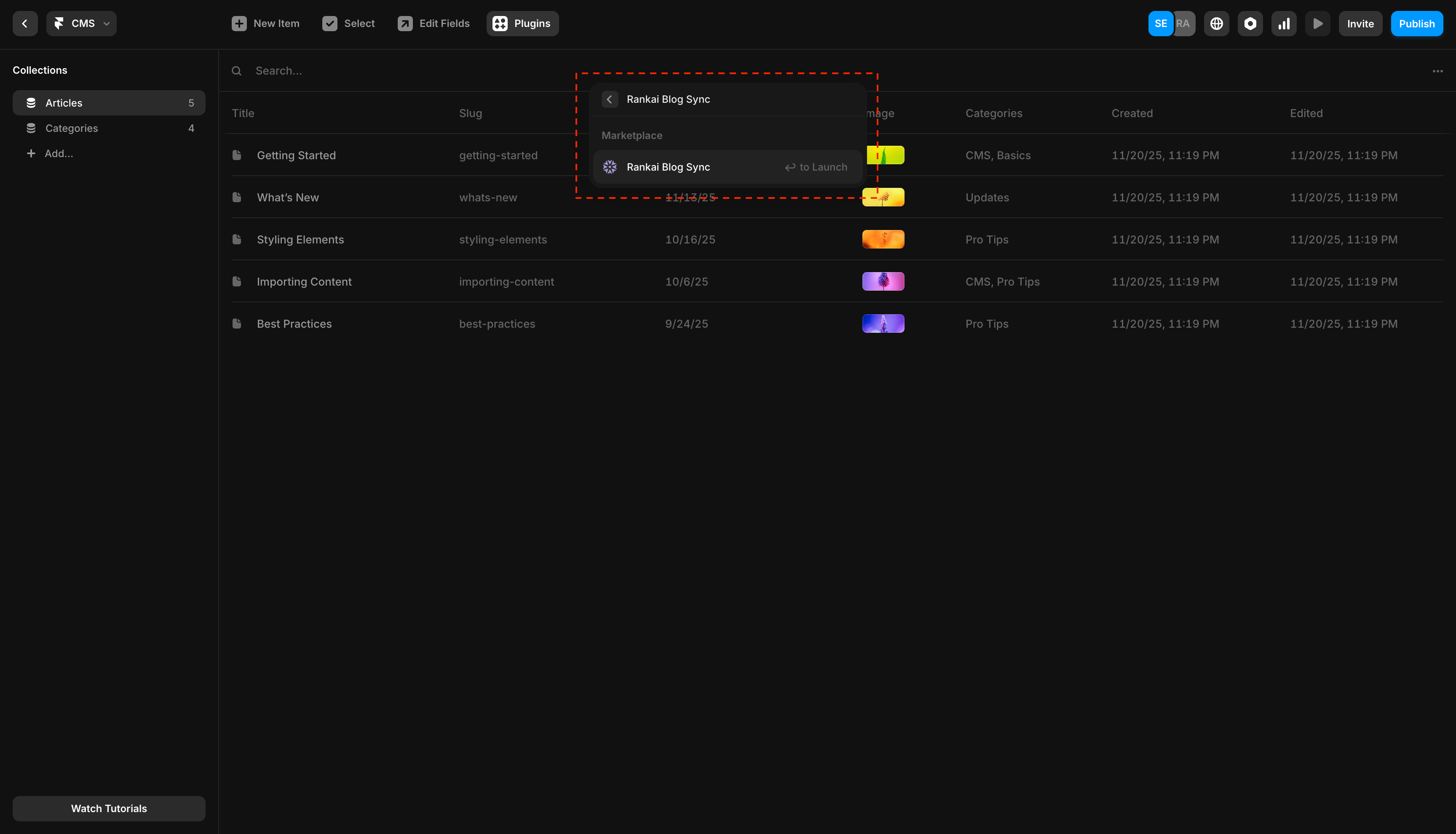 Framer plugin browser with RankAI search results