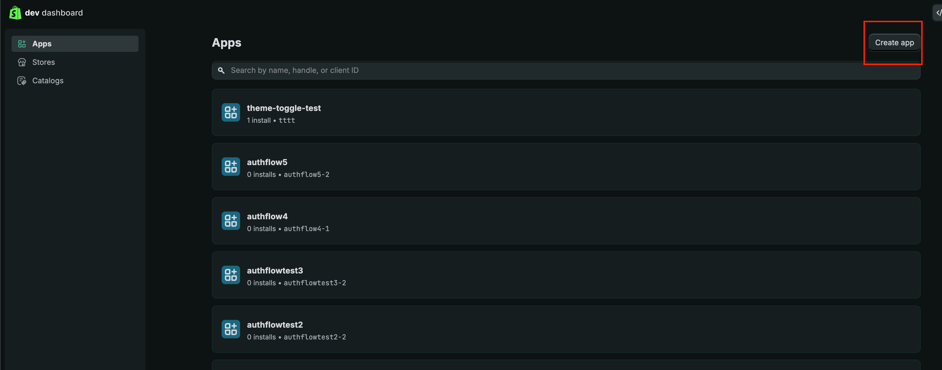 Shopify Apps settings with Develop apps button