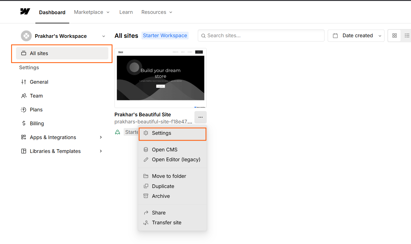 Webflow login page