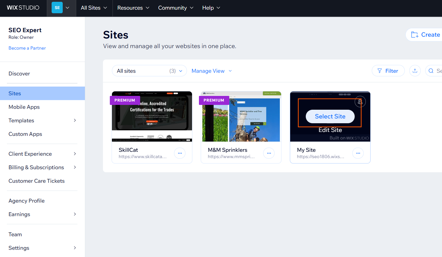 Select Site button