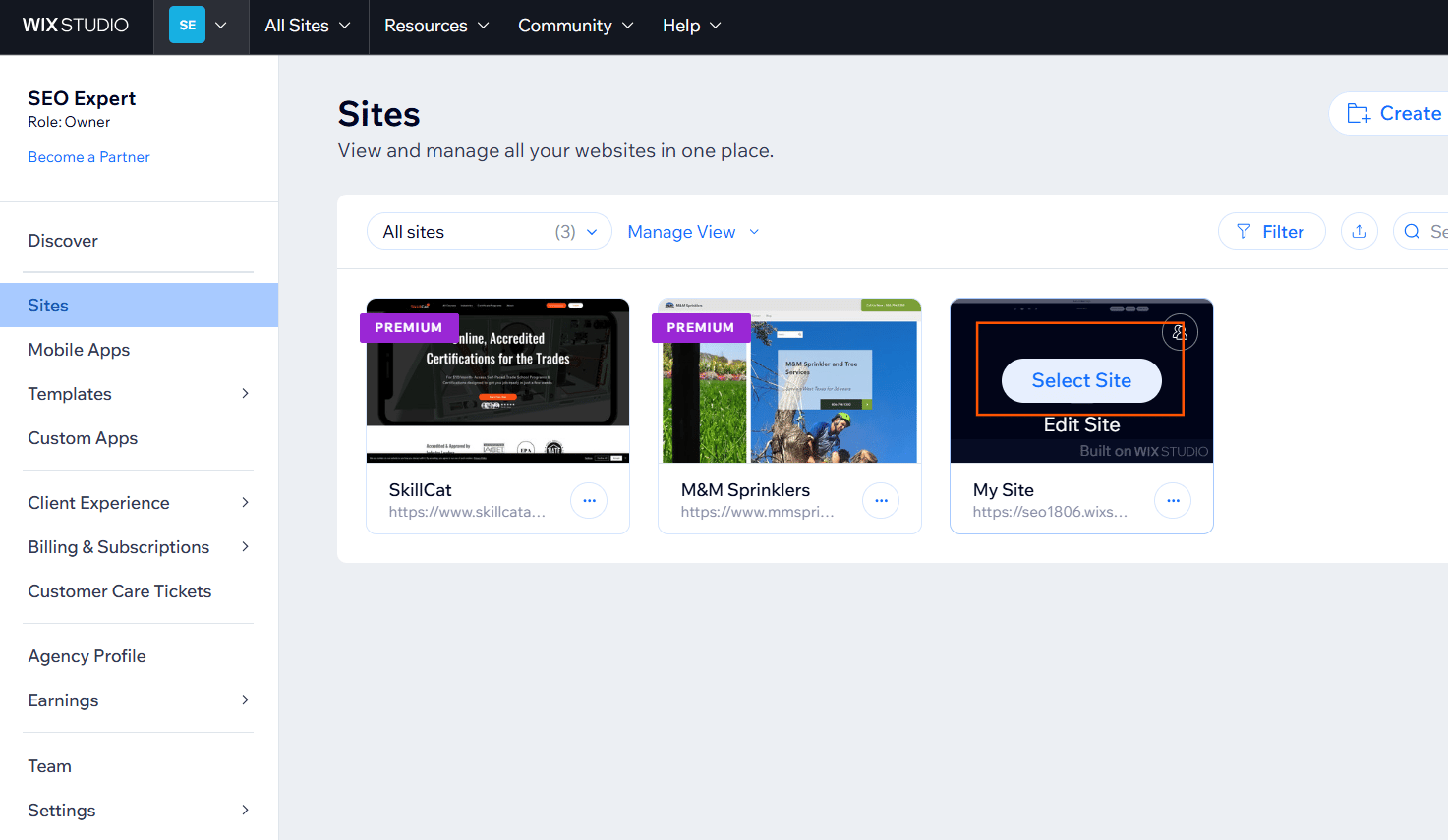 Select Site button