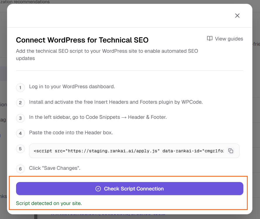 Check Connection button