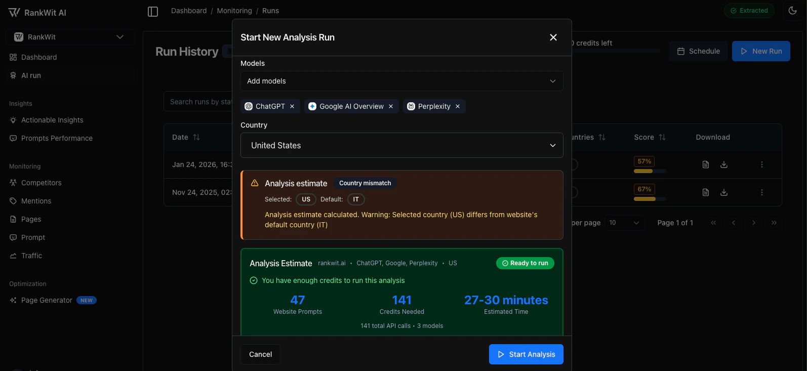 Estimate and Start Analysis